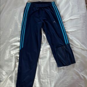 Adidas Navy Blue Track Pants with Teal Stripes